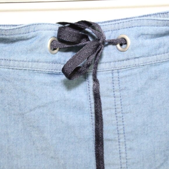 Lane Bryant Women’s 26 Chambray Crop Pants Blue Pull On Drawstring Waist Comfort - Picture 6 of 12